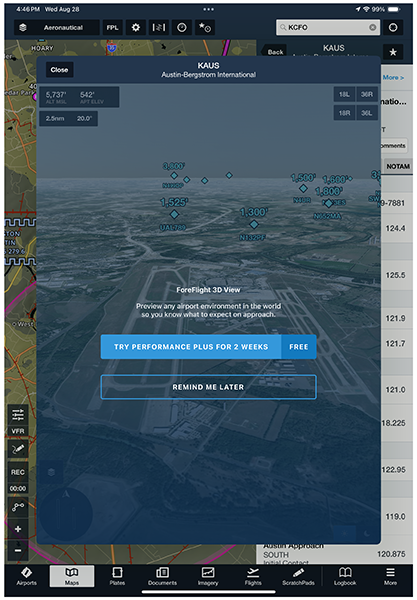 ForeFlight Mobile 3D View Modal
