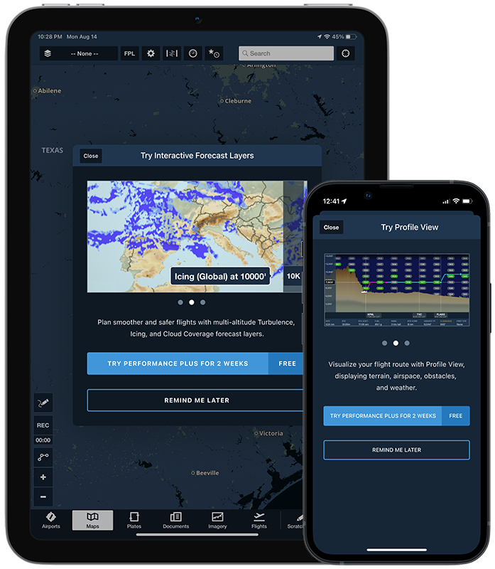ForeFlight Mobile growth screens