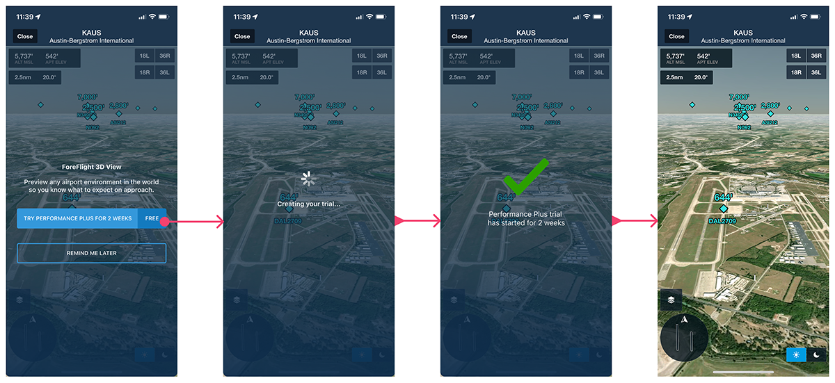 ForeFlight Mobile 3D View Trial Flow