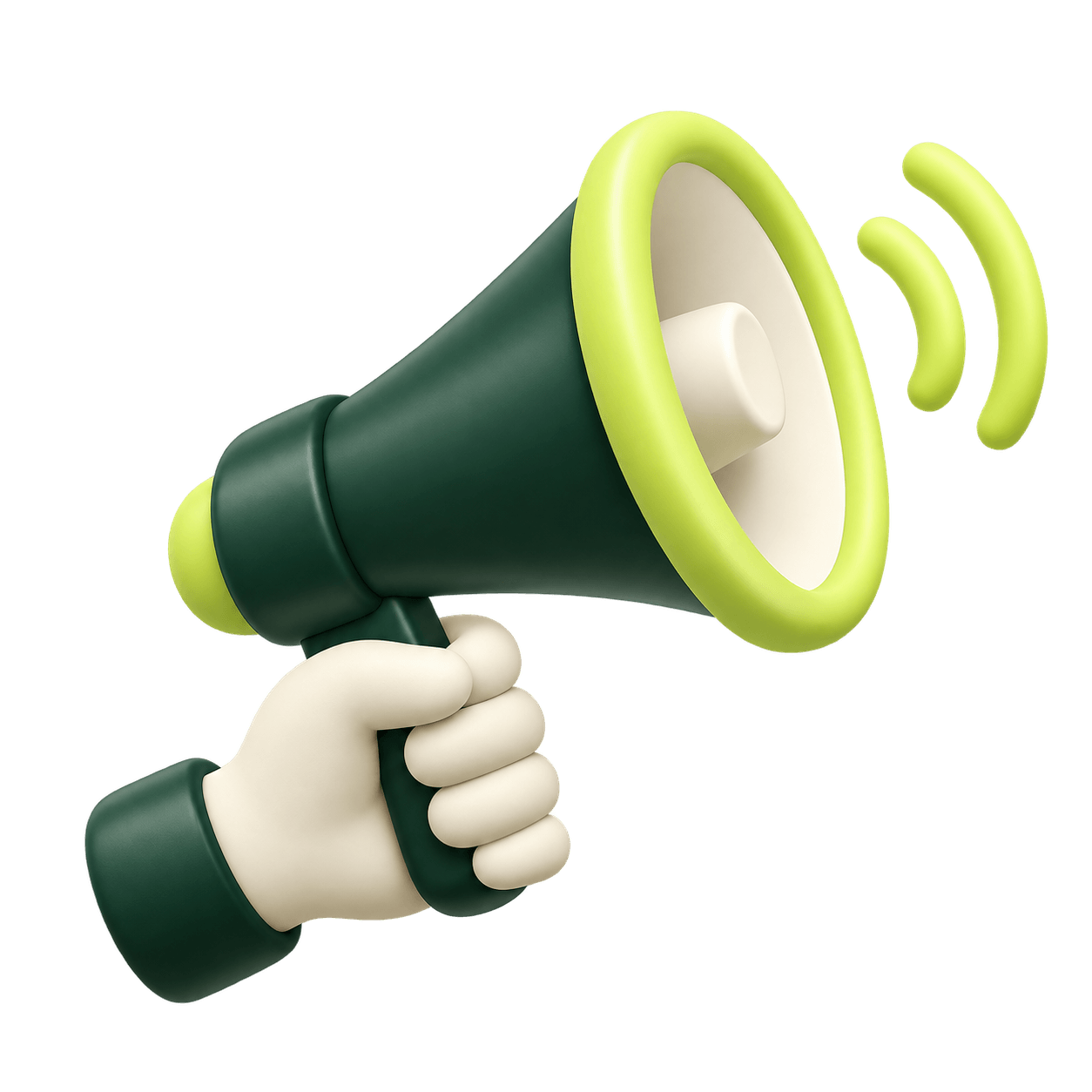 3D icon of a hand holding a megaphone, for brand reach