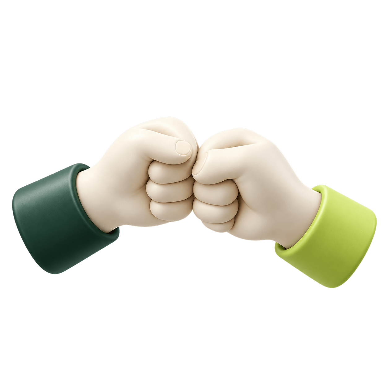 3D icon of two fists bumping, for human collaboration